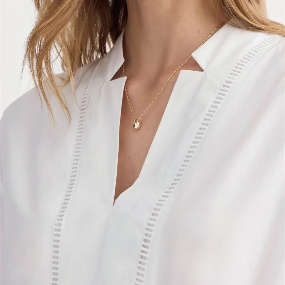 NWT Everlane The Lace Trim Caftan Dress Size: Medium Color: White - Picture 16 of 16